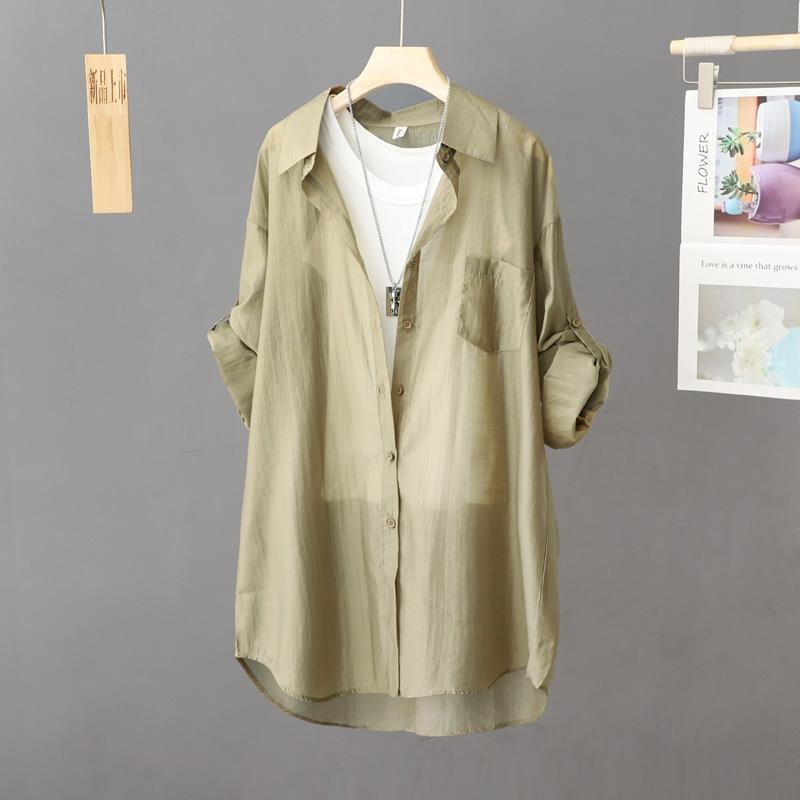 

Тонкая солнцезащитная одежда для женщин, летняя солнцезащитная рубашка, универсальная рубашка, пальто, дышащая 3XL хаки