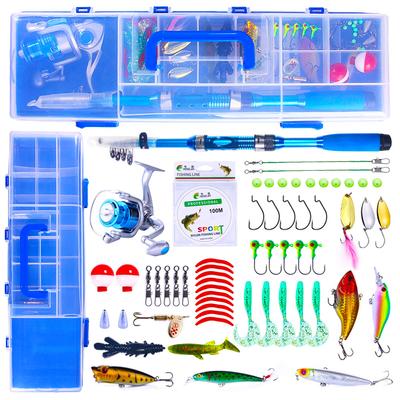 Fishing Tackle Box Kit Fishing Lures Rods Accessories Kit Minnow Metal Jig Spoon Tackle Accessories with Box For Bass Pike Crank