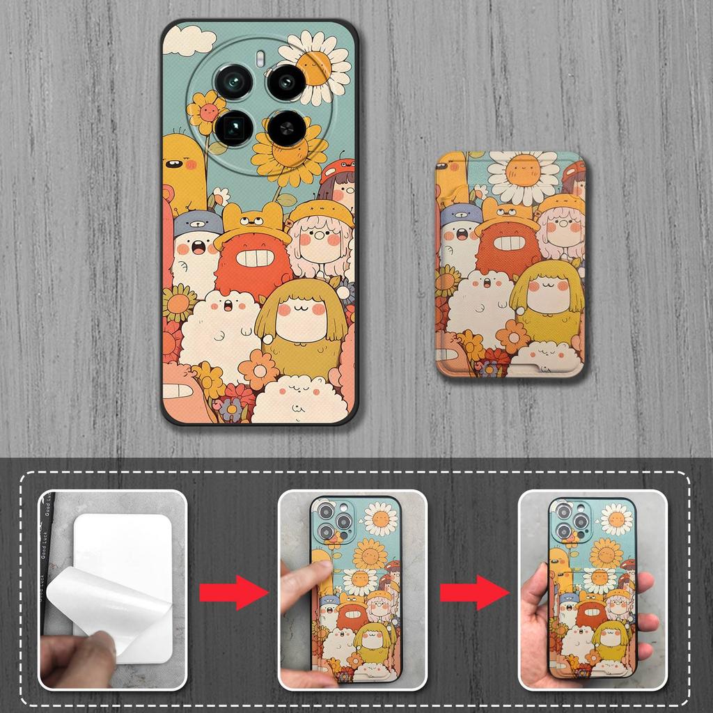 Stoßfeste Vollschutz-Handyhülle für Realme GT5 Pro TPU-Rückseite Niedliches Modedesign Kartenfach Schmutzabweisend Cartoon
