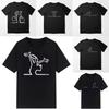 T-shirt à col rond imprimé dessin animé minimaliste créatif à manches courtes pour un look décontracté et tendance Streetwear en coton doux premium
