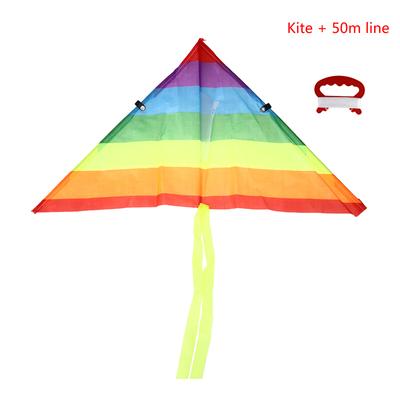 Cometa arcoíris con hilo para cometas de 50M, cometas al aire libre, juguete para niños, regalo para niños, juguete de tela para jardín
