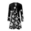 Women's Casual Comfortable Print Long-sleeve Chest Hollow Big Swing Dress