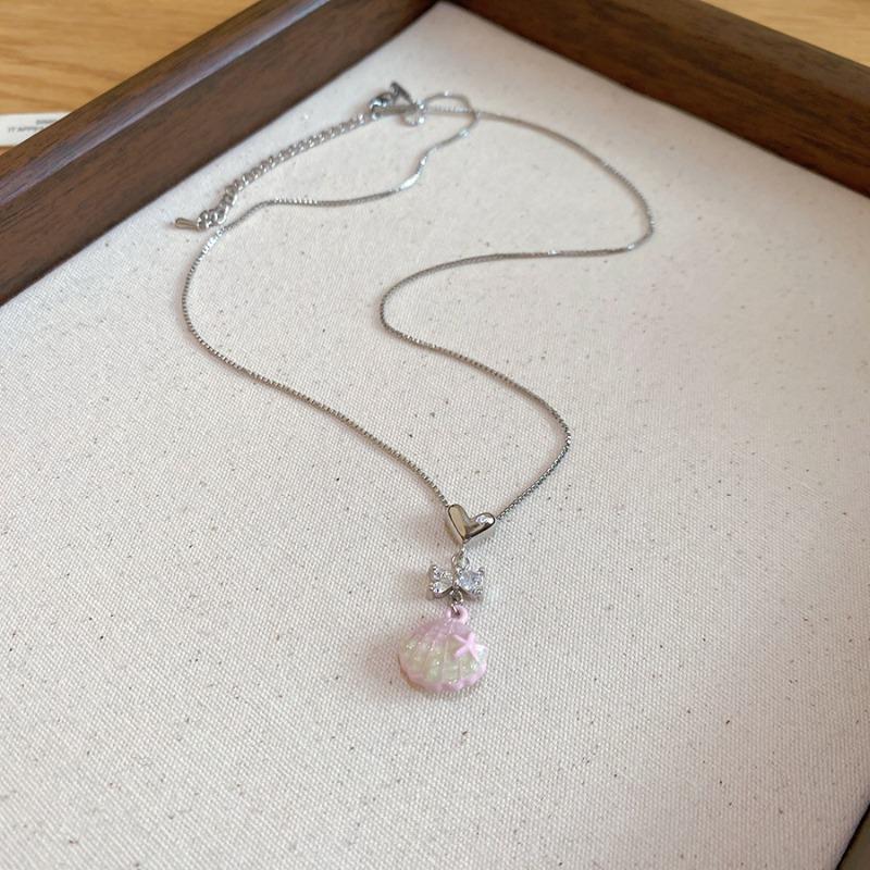 Super Fairy Diamond Dripping Oil Shell Necklace Summer Seaside Vacation Wind Collarbone Chain Sweet Versatile Design Neck Chain Women