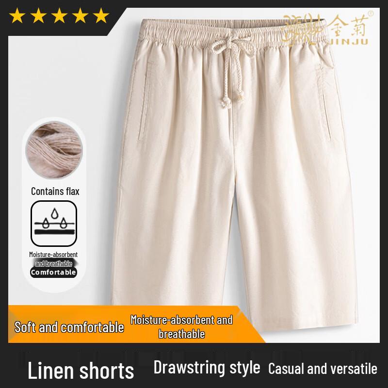 Jinjue Men s Summer Cotton Linen Casual Apparel L