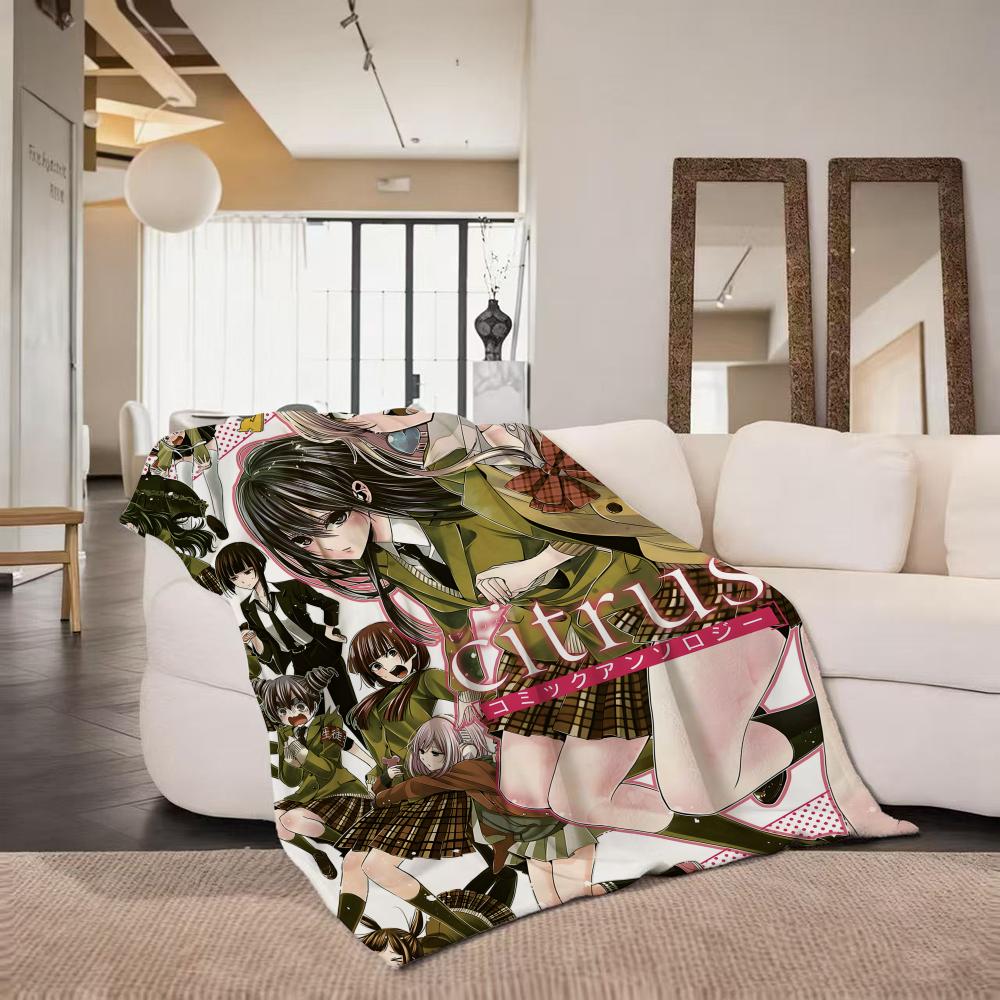 Anime H Hot C Citrus Throw Flannel Throw Blanket Suitable for Sofa Living Room Bedroom