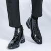 Men’s Motorcycle Boots Dress Half Boots Leather Ankle Boots Black White Tuxedo Wedding Blazers Saddle Shoes Over Sized