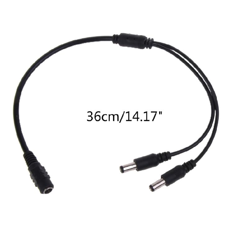Durability 1Female to 2Male 5.5mmx2.1mm DC Power Supply Cable 36cm Length