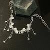 Fashionable Light Luxury Elegant Baroque Imitation Pearl Chain Tassel Necklace Goth Star Long Tassel Pendant Choker Neck Jewelry