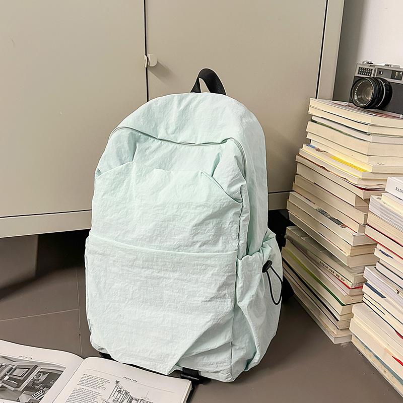 Student Solid Color Schoolbag Large Capacity Backpack