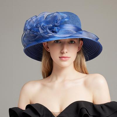 Lady's Church Derby Dress Cloche Hat - Floral Tea Party Wedding Bucket Hat with Fascinator Design for Women