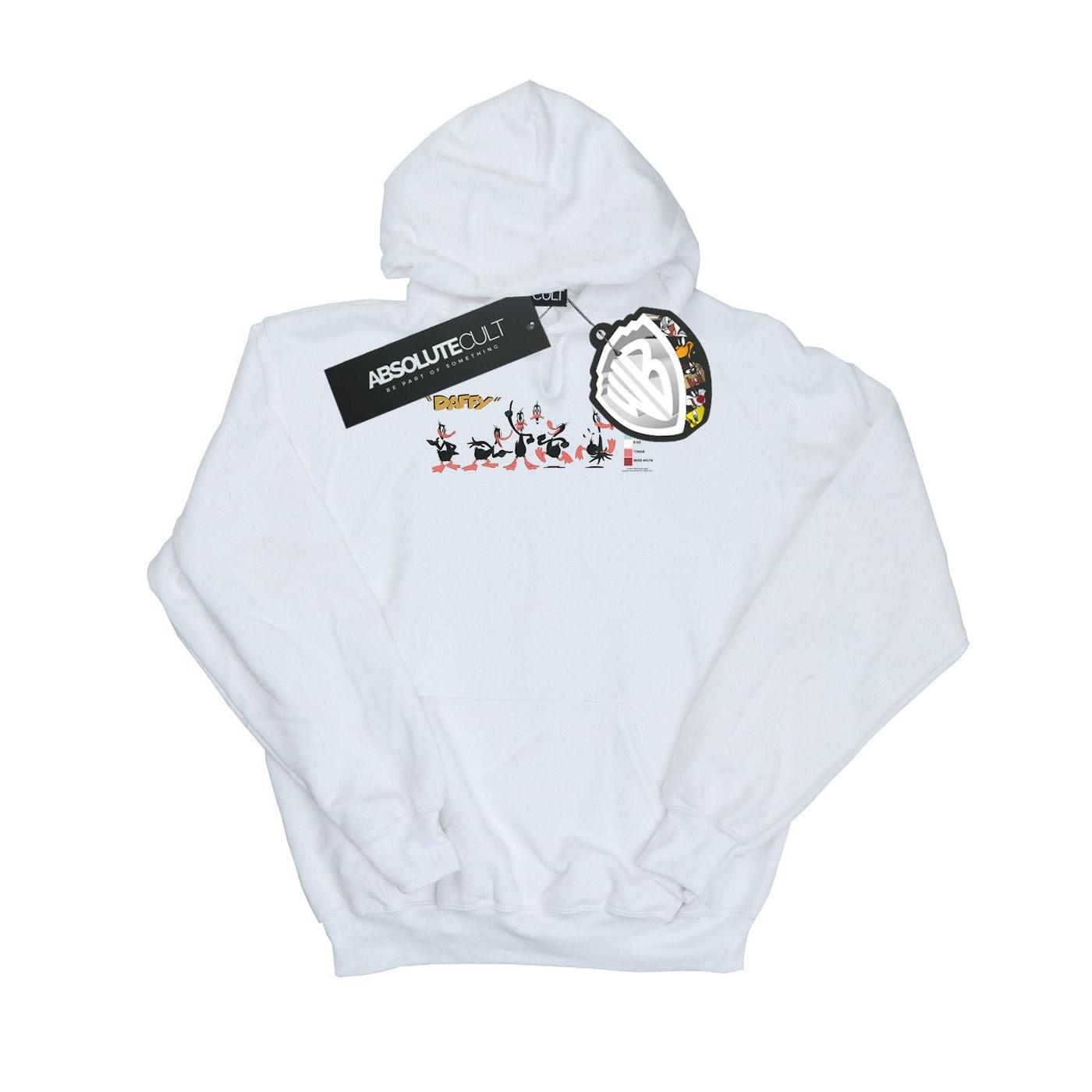 Looney Tunes Mens Daffy Duck Colour Code Hoodie S bianco