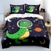 Dinosaur Space Adventure Pattern Duvet Cover Set Digital Print Colorful Polyester Bedding With Zipper Closur For Kids Gifts