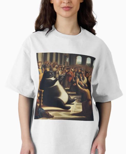 Renaissance Cat WHIte T-Shirt L