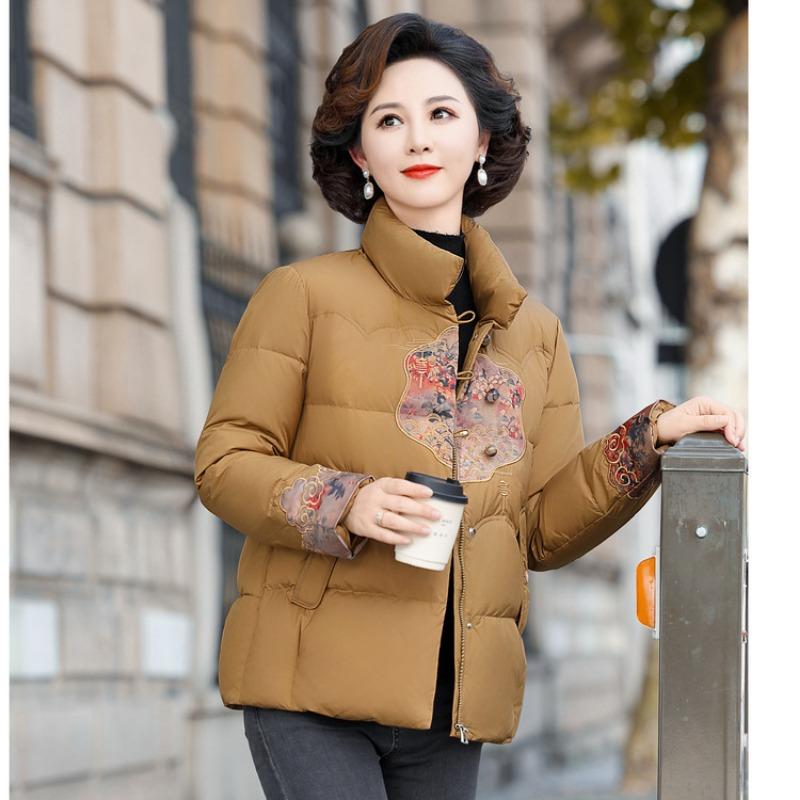 Mom's winter down cotton-padded clothes, new middle-aged and old women's clothing, winter down short cotton-padded jacket.