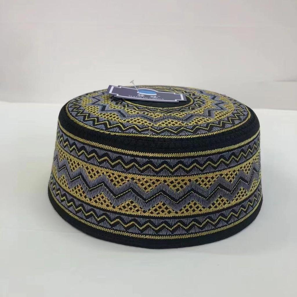 Men's Autumn/Winter Warm Black Flat Top Round Brim Hat