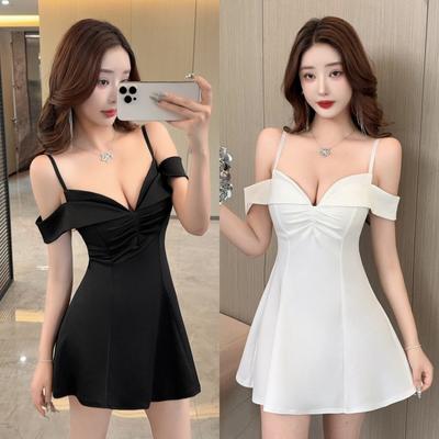 Nightclub Sexy Dress Foot Bath Foot Massage Clothing Temperament Shoulder Skinny Slim Suspender Dress