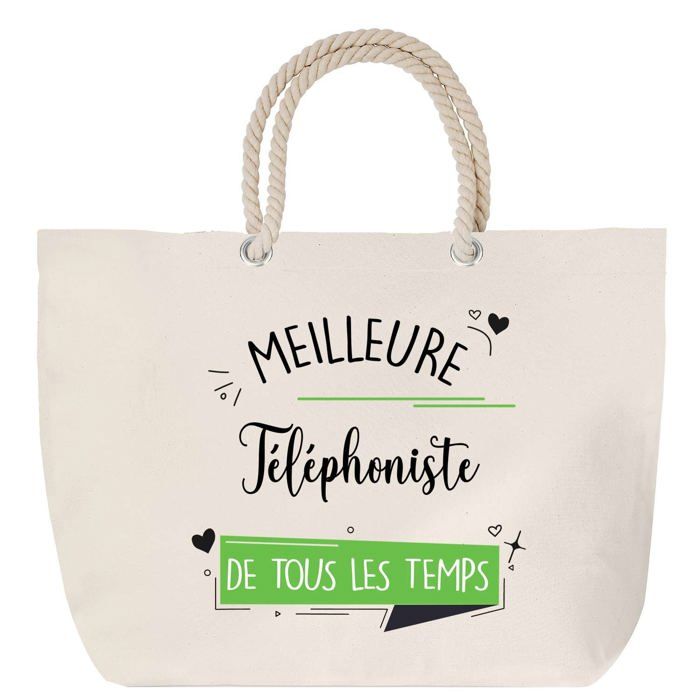 Sac de plage - PLANETEE - Téléphoniste - Anse corde - Grand format - Coton multicolore