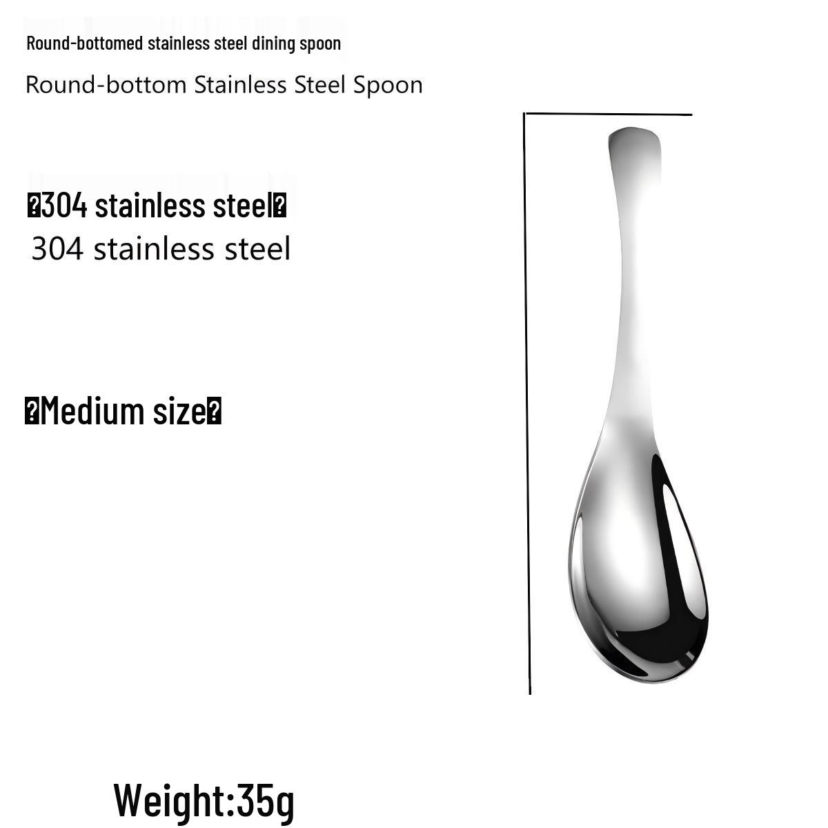 304 Stainless Steel Round Bottom Spoon - Mirror Polished Western Cutlery