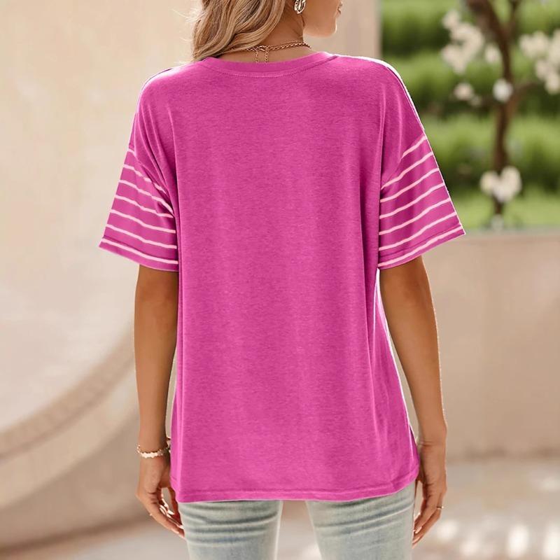Summer New Round Neck Casual Loose Women's T-shirt Fashion Simple Short Sleeve T shirts for Women Elegant Slim Fit Office Lady Tee Tops 26648