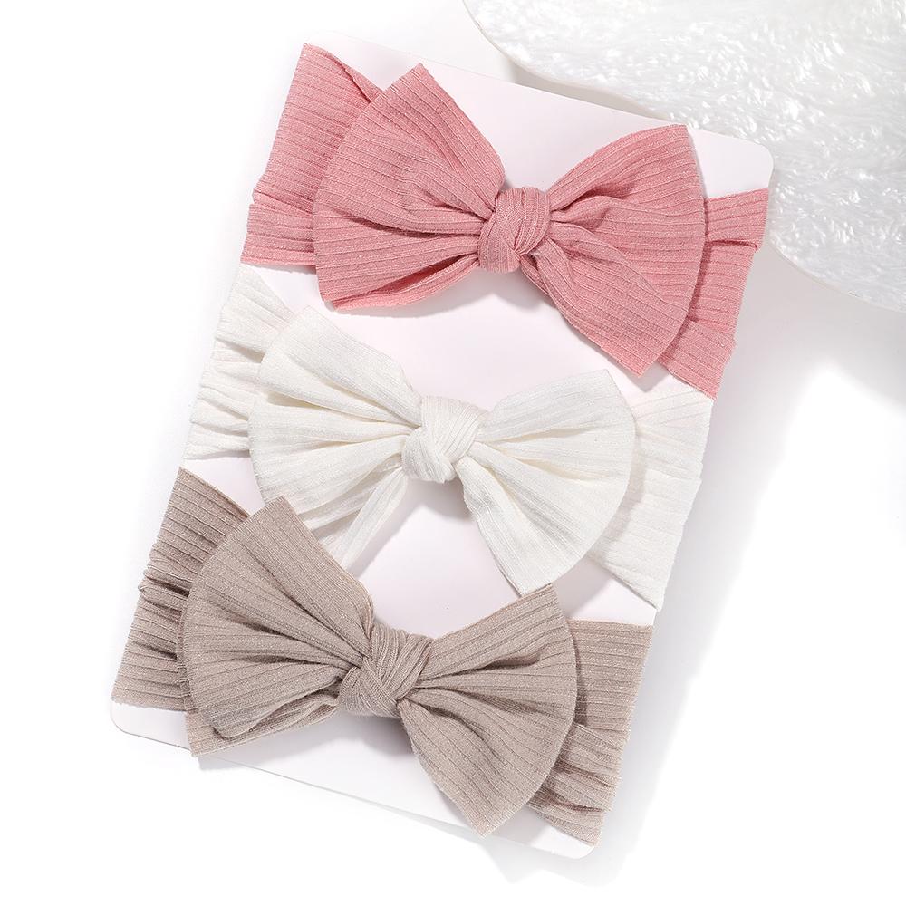 3 Pièces/Ensemble Lindo Bandeau Uni pour Bébés Filles Doux Élastique Bandeau Turban Bandeau pour Cheveux Chapeau Accessoires pour Cheveux pour Bébés et Enfants
