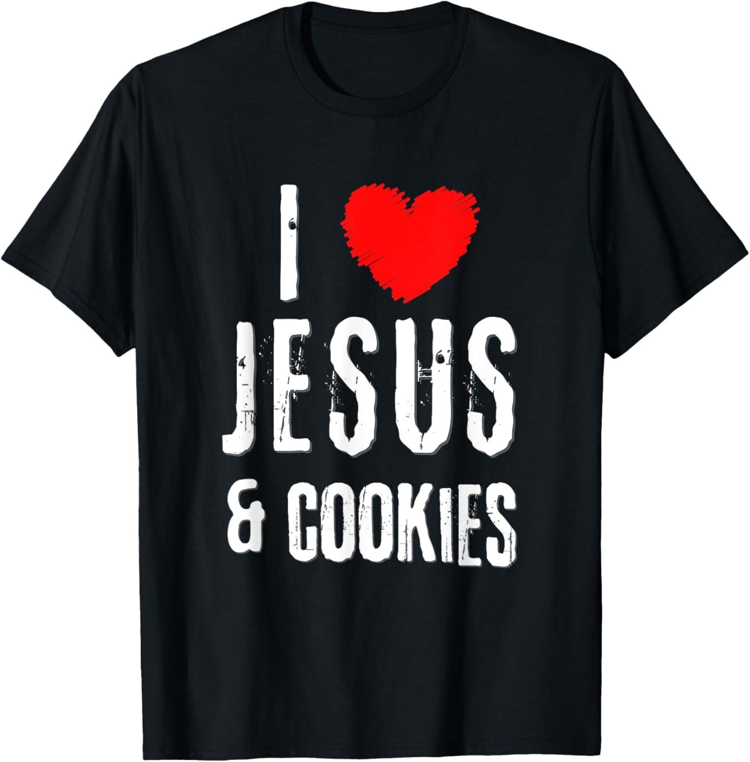 Vintage Grunge I Love JESUS & COOKIES, Christian T-Shirt S разноцветный
