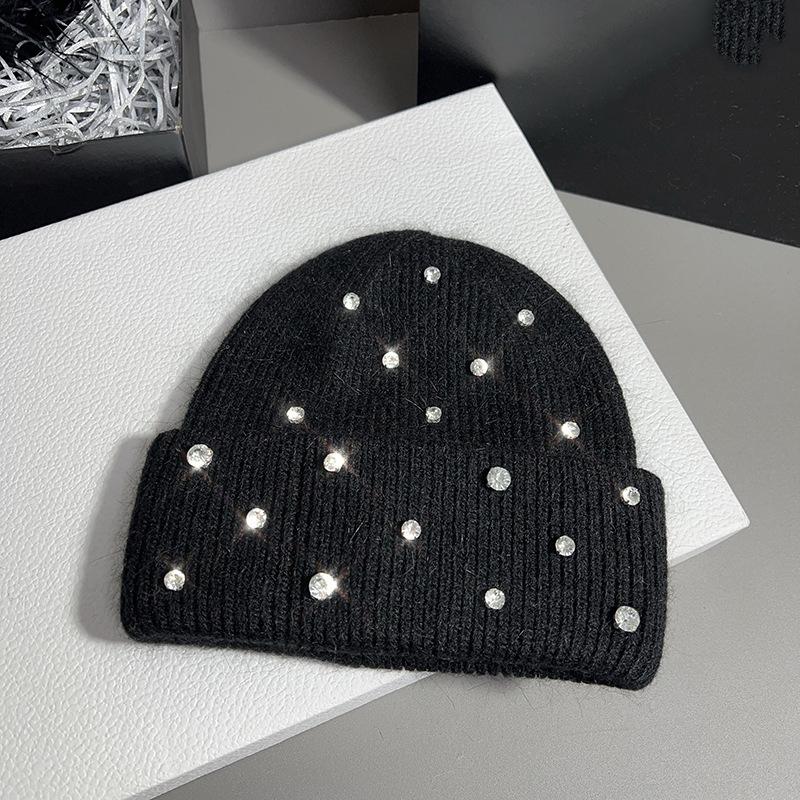 Čepice Kamínky Dámská Zimní Angorová Pletená Čepice Podzimní Hřejivý Měkký Doplněk Do Chladného Počasí Sport Lyžování Venkovní Dovolená
