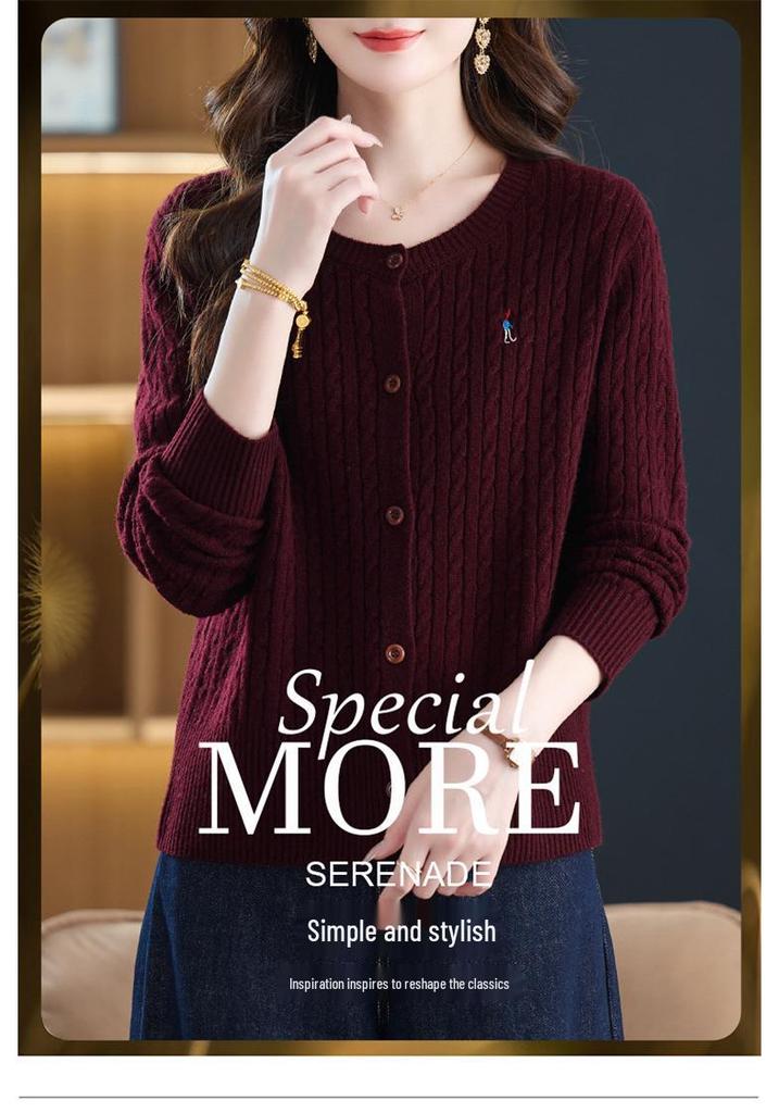 Petite Wool Knit Short Cardigan: Autumn/Winter Round Neck Stylish Top