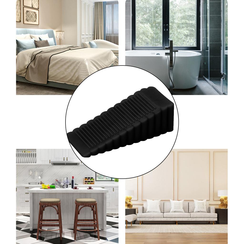 1Pc Safety Door Stop Block Wedge Stop Door Stopper Home Office Reusable Door Rear Retainer Impact Stopper Rubber Stops No Drill