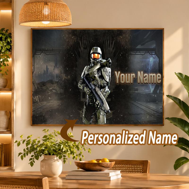Custom Name Halo Master Chief 5D Diamond Painting Personalized Full Drill Diamond Art Kit Gift