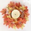 Artificial Maple Leaves Wreath With Berries Sunflowers Candle Rings For Farmhouse Fall Thanksgiving Wedding Centerpiece Table Door Decor