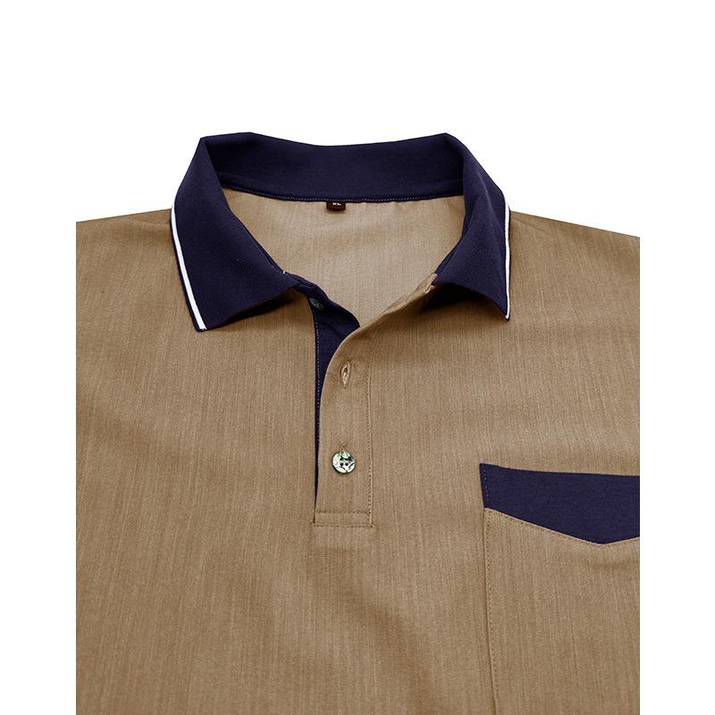 Summer Vintage Polo-neck Casual Fashion Short Sleeve T-shirt Male Patchwork Denim Tee Pullover Top Men