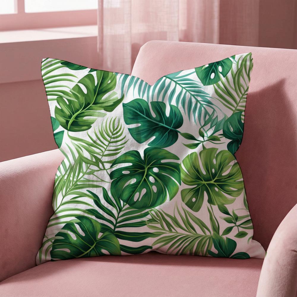Tropical Leaves Series Cushion Cover Multi-Scene Pillow Cover for Home & Car - Reversible, Soft & Durable for Daily Use