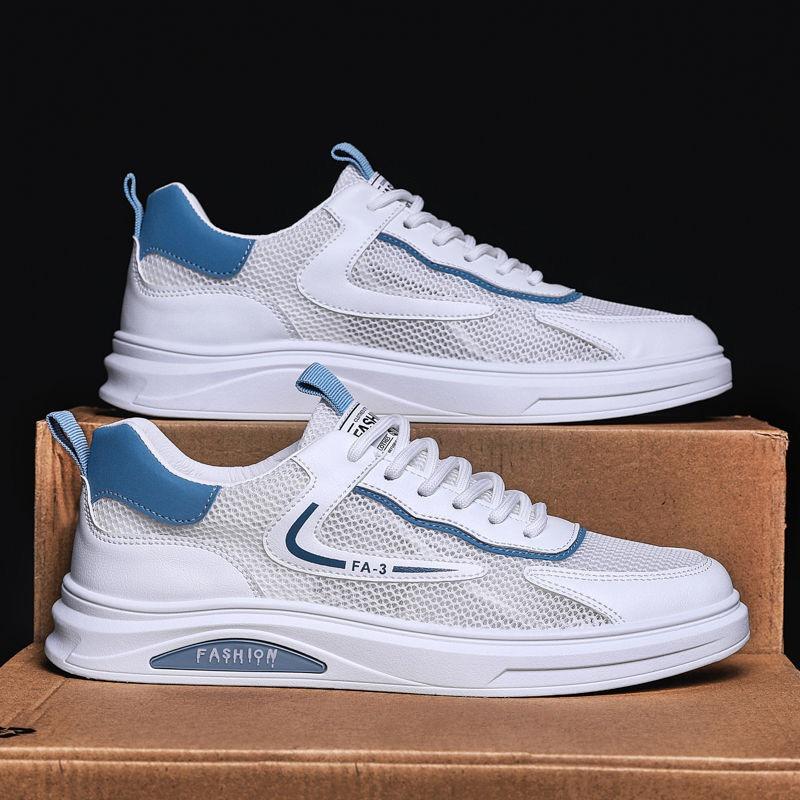 Men's Shoes Summer New Breathable Round Head Hollow Mesh Sports Shoes Casual and Comfortable Running Shoes Men's Small White Board Shoes