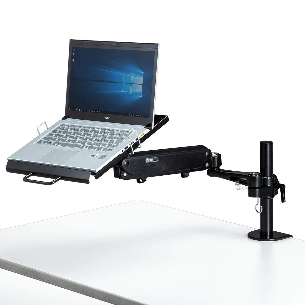 

Sanwa Direct Laptop Gas Height and Angle Arm Cable Holder 3kg Weight Capacity Arm, Pressure, Adjustment, Clamp, Movement, Included, (100-NPC006) чёрный