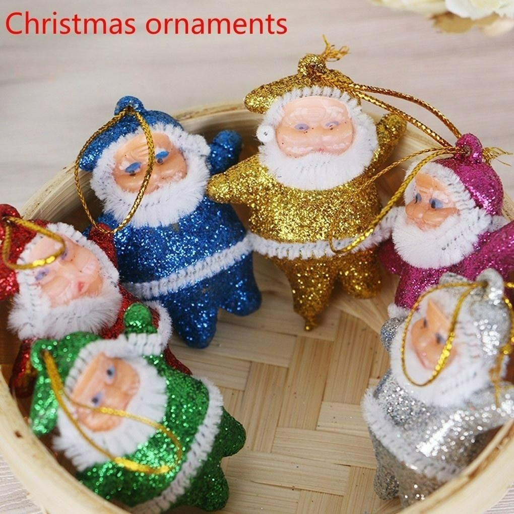 6 Stück/Set Weihnachts-Tropfenornamente Mehrfarbig Weihnachtsmann Party Weihnachtsbaum Hängende Dekoration
