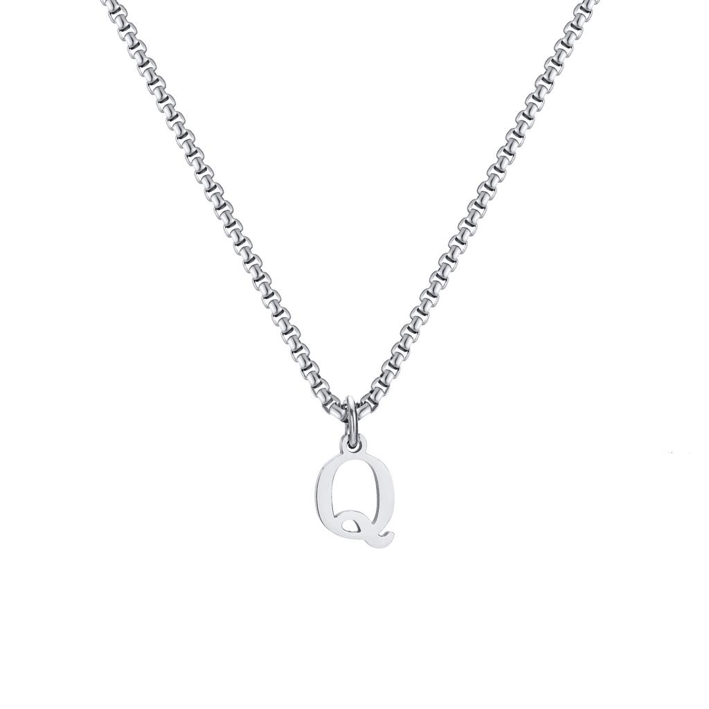 Fashion Letters A-Z Pendant Necklace for Men Women, Stainless Steel English Alphabe Chain Necklace,Fashion Punk Jewelry Men Gift