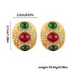 Vintage Retro Court-Style Two-Tone Oval Stud Earrings for Women