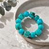 Trendiger Handschmuck für Damen Perlenarmband Herren, Blaue Simulationssteine Einzigartige Tintenstruktur Perlen Acrylperlen Armbänder, Elastisches Stretch Klobig Nicht