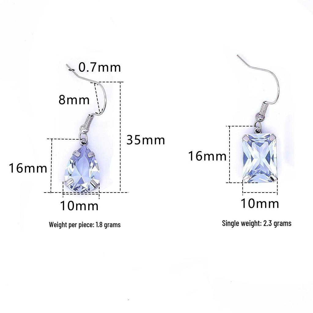 Stainless Steel Water Drop Zircon Earrings - Trendy, Colorful, Hot Selling