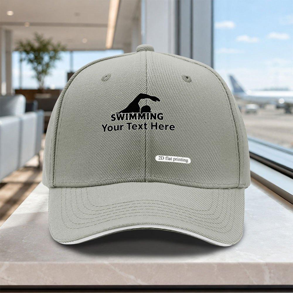 Adjustable Swimming Print Sandwich Cap Lightweight Unisex Hat For Outdoor Weddings Parties