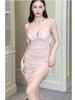 Dress Elegant Sheer Sexy Pure Desire Nightdress Pleats Slimming Mesh Backless Design With Chest Pads Slim Tank Dress Tops Q2SS