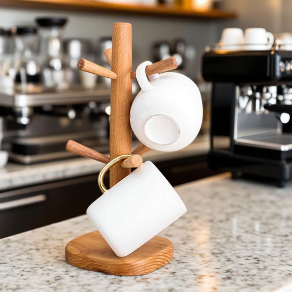 Wooden Mug Hanging Display Rack Tree Shape Tea Cups Drainer Household Cup Storage Holder  Cafe Use