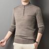 Halbhoher Reißverschlusspullover für Herren im Winter, dicker, warmer, von Vater installierter Herrenpullover mittleren Alters, einfarbiges, gestricktes Unterhemd aus Wolle