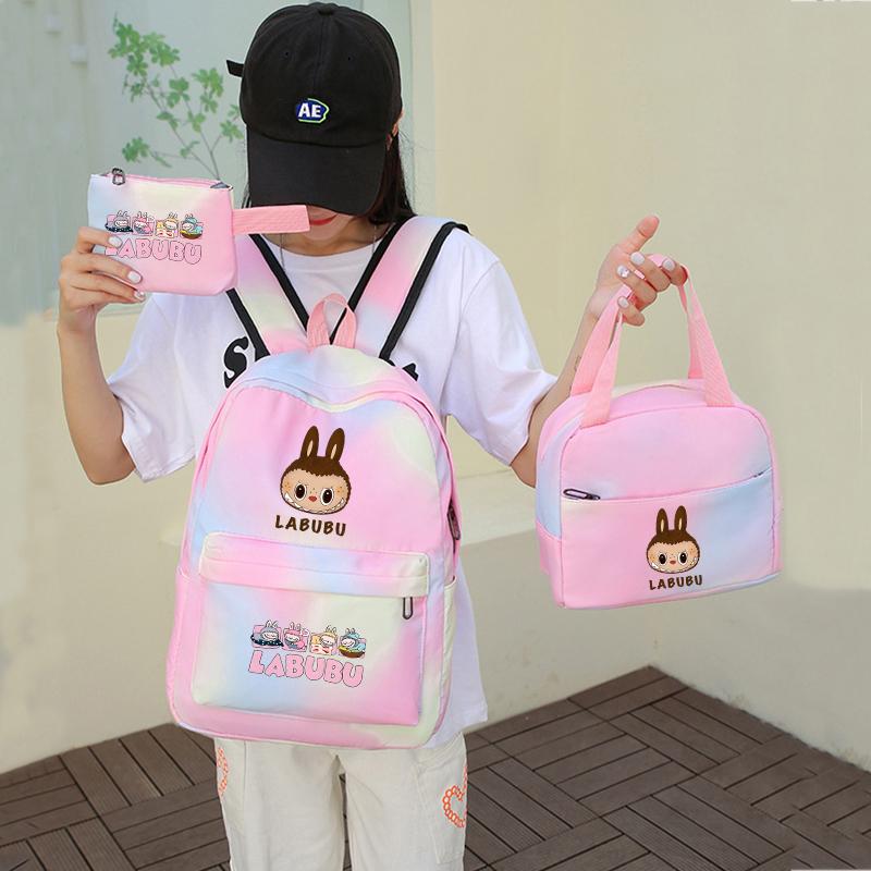 3Pcs/set  Printed Backpack with Lunch Bag Pencil Case Boy Girl Knapsack Teenage Student Large Capacity Colorful Bookbag