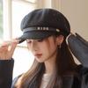 Vintage British Style Belt Buckle Octagonal Hat Women's Autumn New Painter Hat Beret