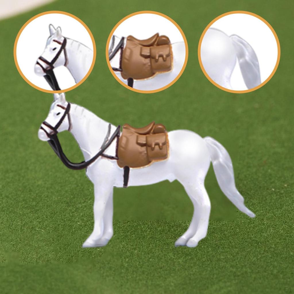1/64 Horse Model Farm Animal Figure DIY Layout Simulation Painted Figurine Resin for Scene