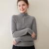 Zipper Lapel Cashmere Knit Loose Long Sleeve Pullover Sweater for Autumn/Winter