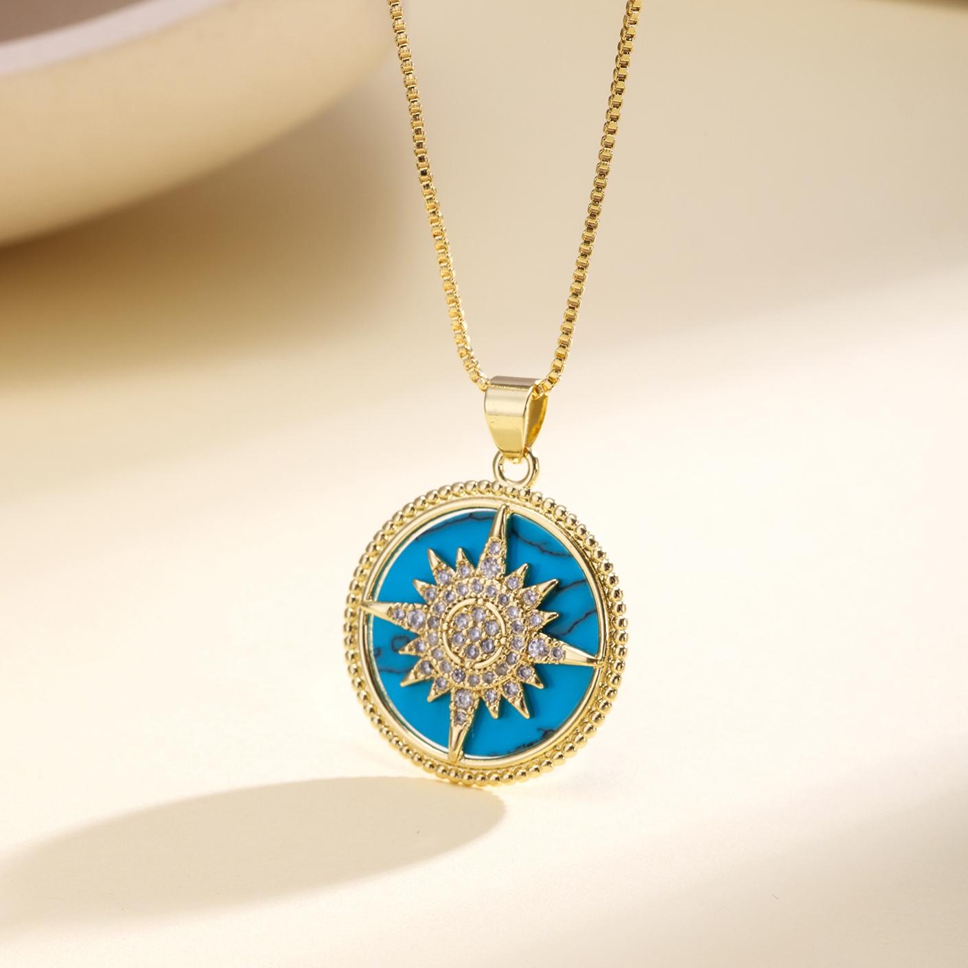 

Nidin High Quality Round Shape Star/Flower Charm Pendant Necklace For Women Shiny Crystal Zircon Fashion Clavicle Chain Jewelry