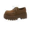 [Yushilai] Retro Plateau-Loafer Damen 2025 Winter Neu Schnür-Mode Temperament Vielseitig Kleine Lederschuhe