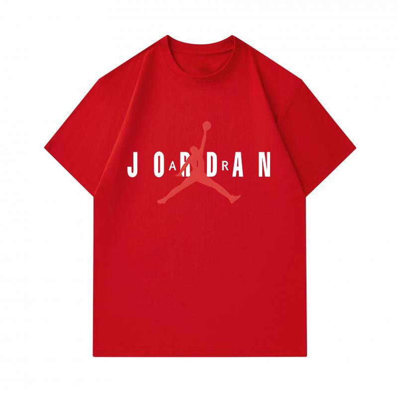 100% Cotton Men's Crew Neck Short Sleeve T-Shirt, Stylish Basketball Player Jump Silhouette Print Casual Breathable Summer Loose Fit Daily Wear Athlet